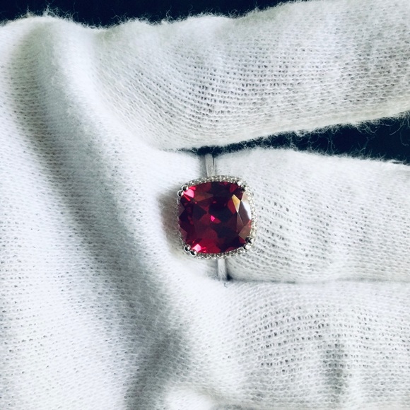 14K White Gold/Over 925 Sterling Silver Gems Ruby - Picture 10 of 16